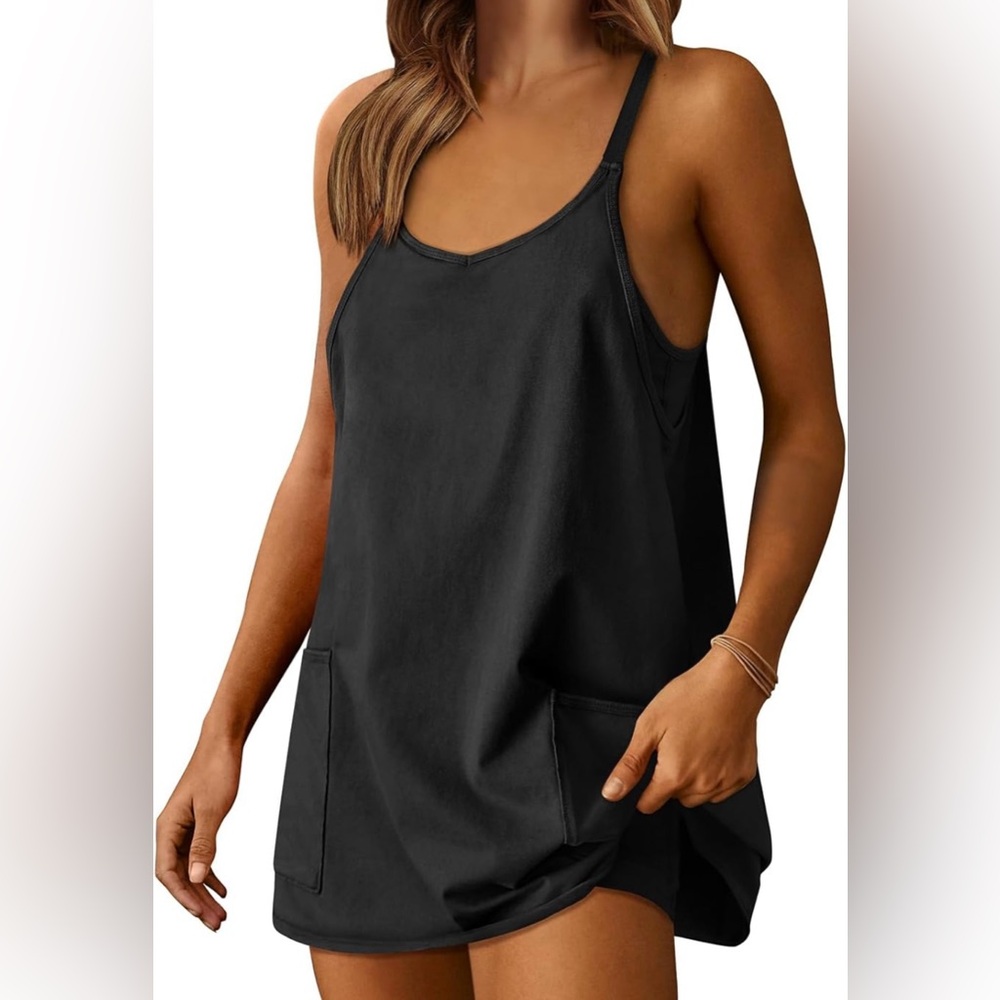 ANRABESS Women Mini Romper Active Dress with built  in Shorts Size XL